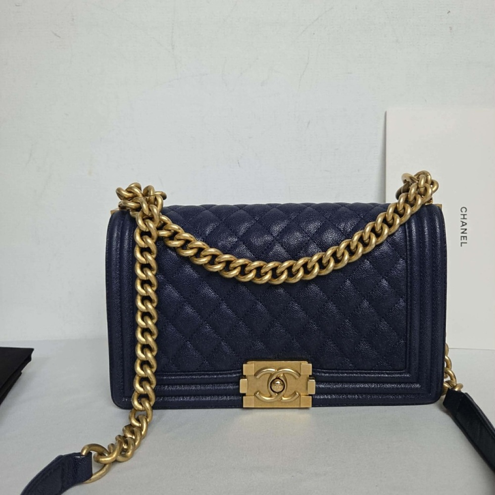 Chanel Boy Navy Blue- Medium